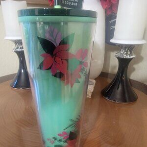 NWT Starbucks 2021 Christmas Holiday Poinsettia Color Changing Tumbler 24 oz